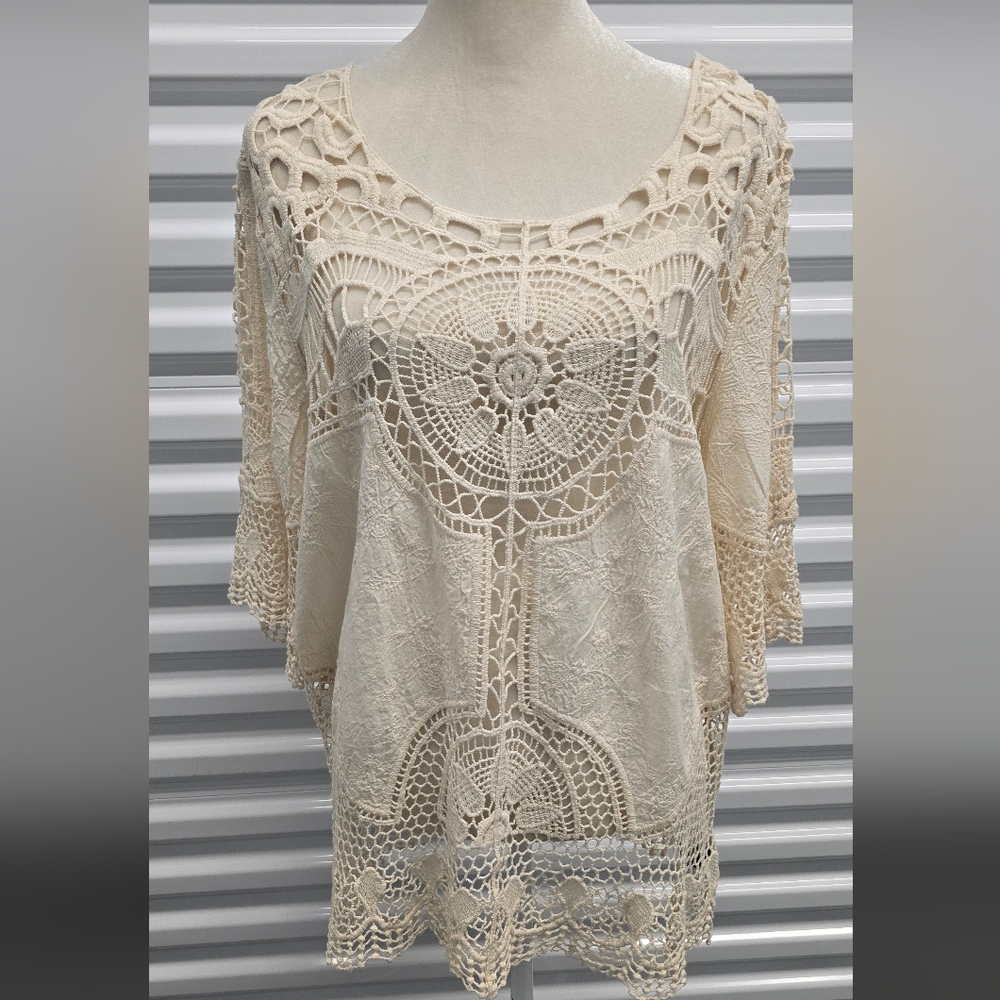 Lane Bryant Cream Crochet Top